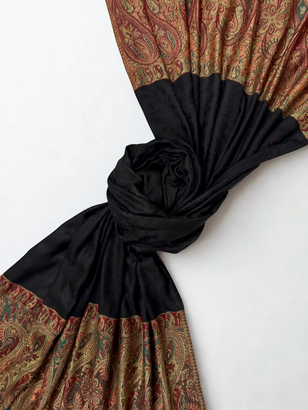 Fine Pashmina Ring Palladar shawl in midnight black, handwoven pashmina ring shawl, view 7
