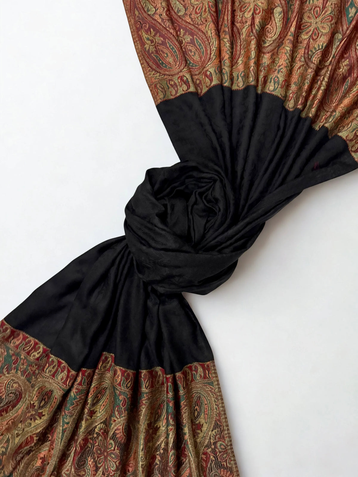 Fine Pashmina Ring Palladar shawl in midnight black, handwoven pashmina ring shawl, view 7