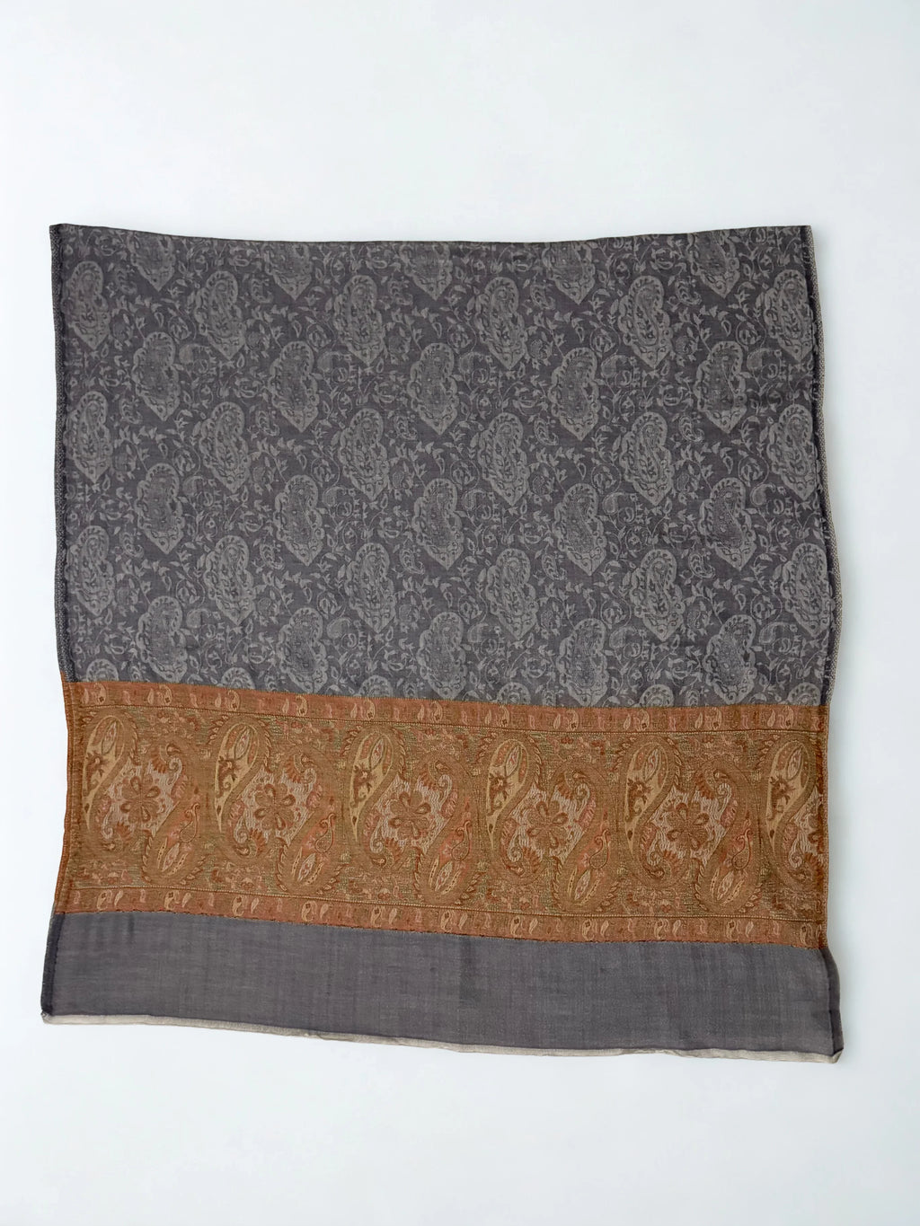 Fine Pashmina Ring Palladar shawl in charcoal grey, handwoven pashmina ring shawl, view 4