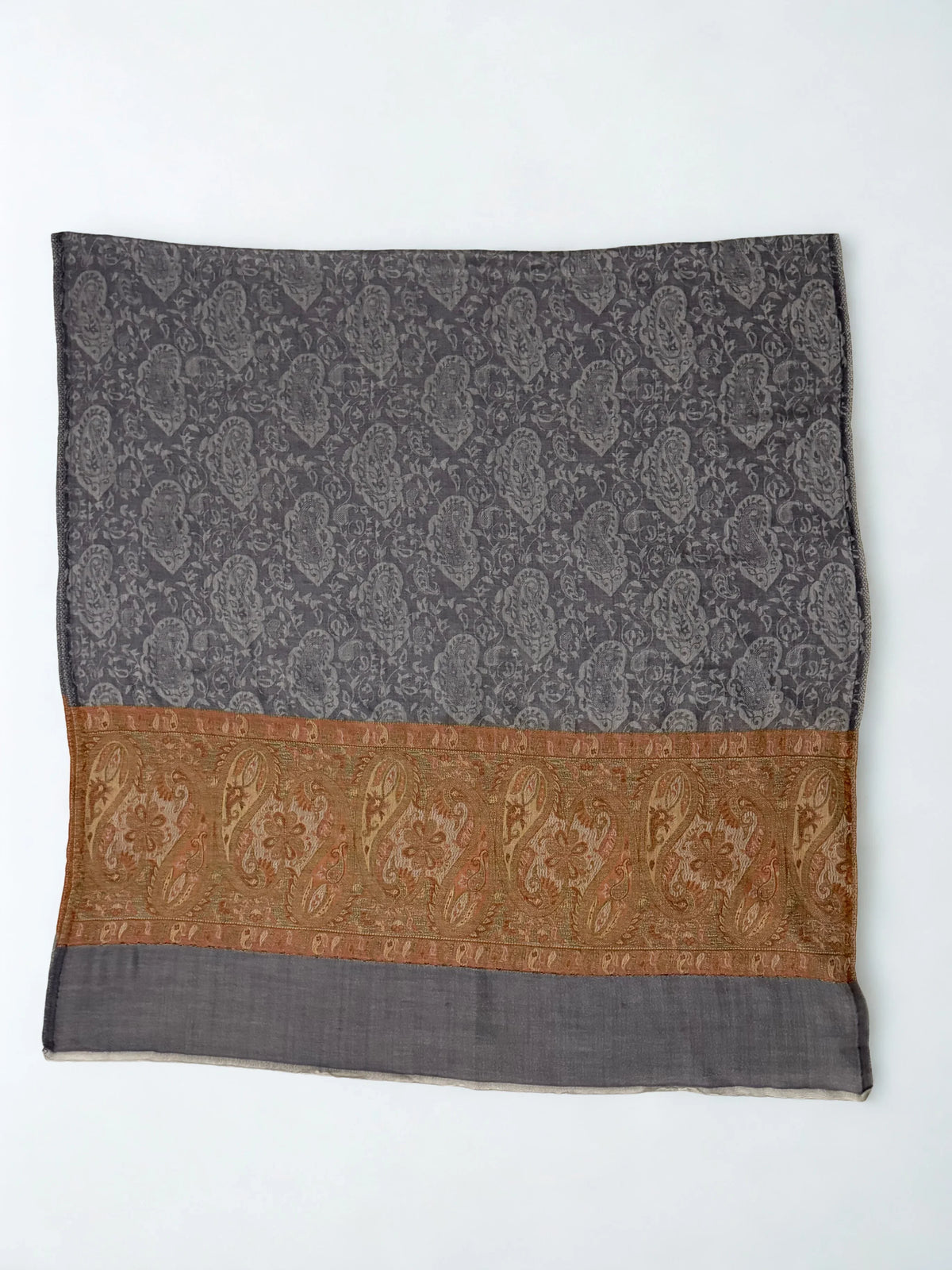 Fine Pashmina Ring Palladar shawl in charcoal grey, handwoven pashmina ring shawl, view 4