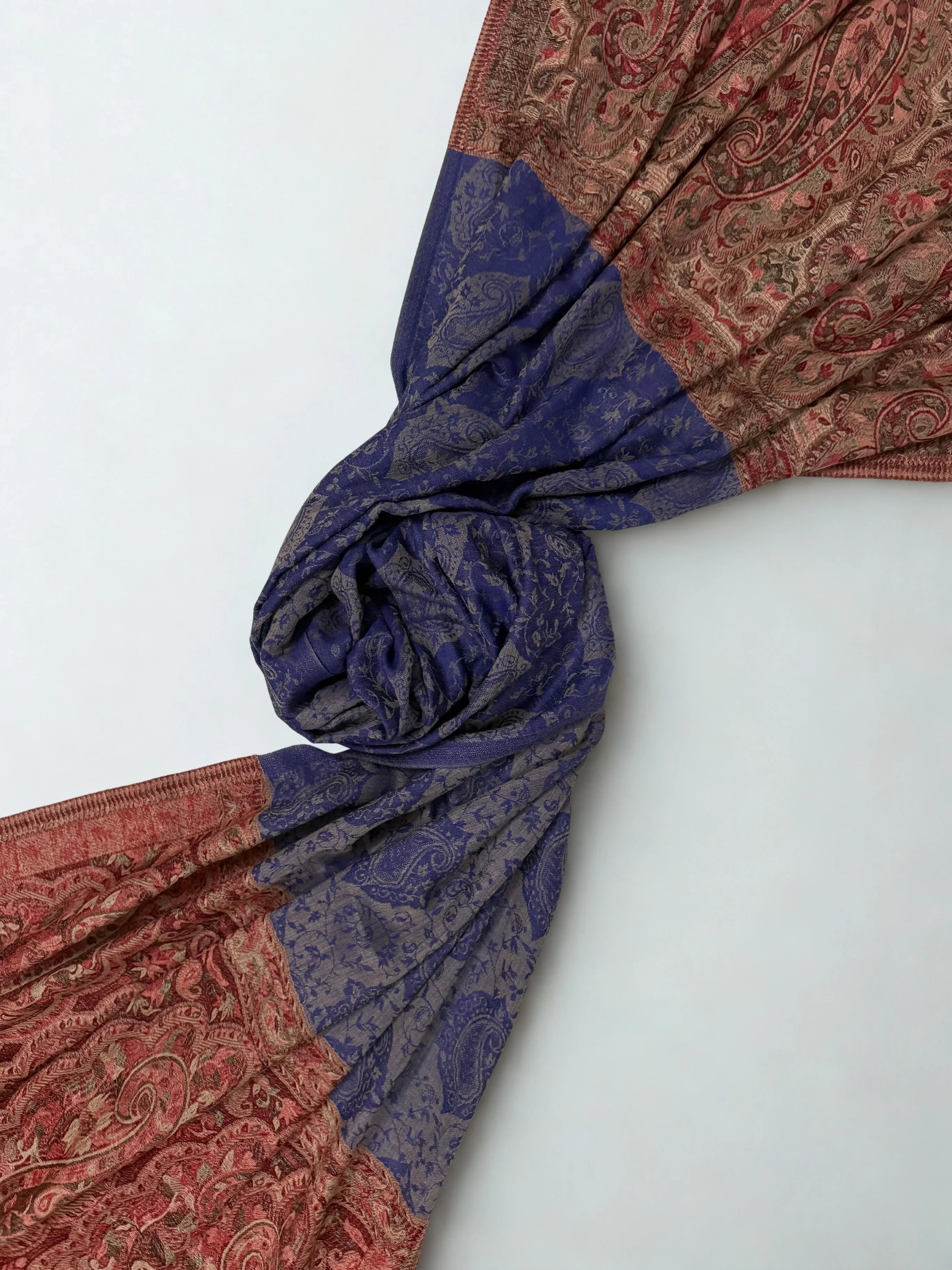 Fine Pashmina Ring Palladar shawl in navy blue, handwoven pashmina ring shawl, view 7