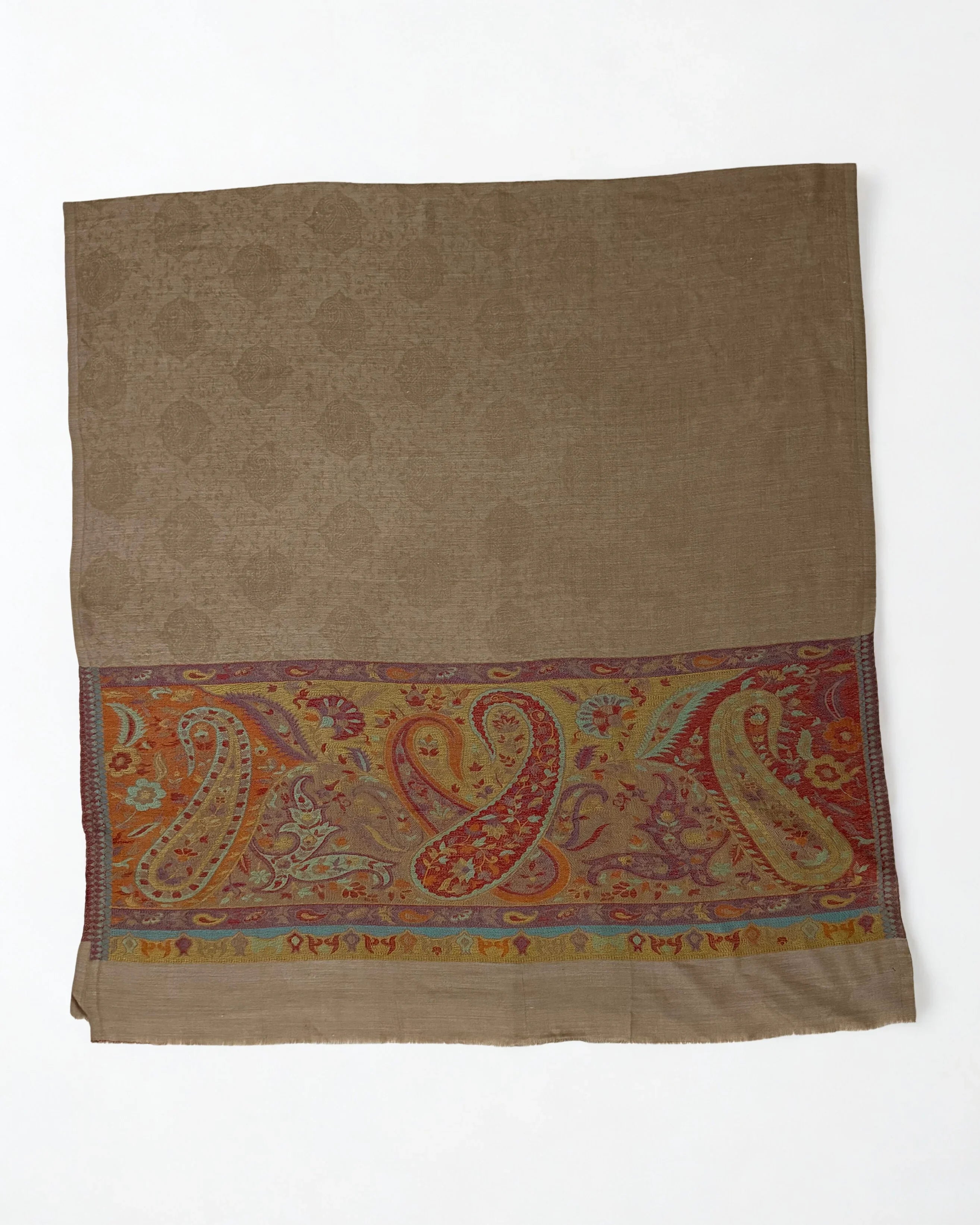 Fine Pashmina Ring Palladar shawl in mushroom brown, handwoven pashmina ring shawl, view 7