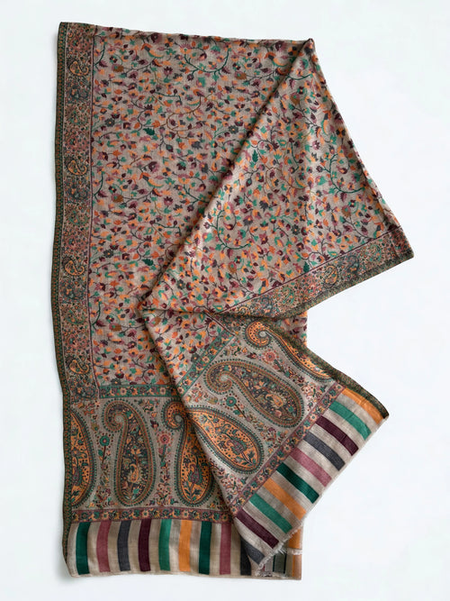 Fine Pashmina Kani shawl in multi-colour, handwoven Kani pashmina, view 2