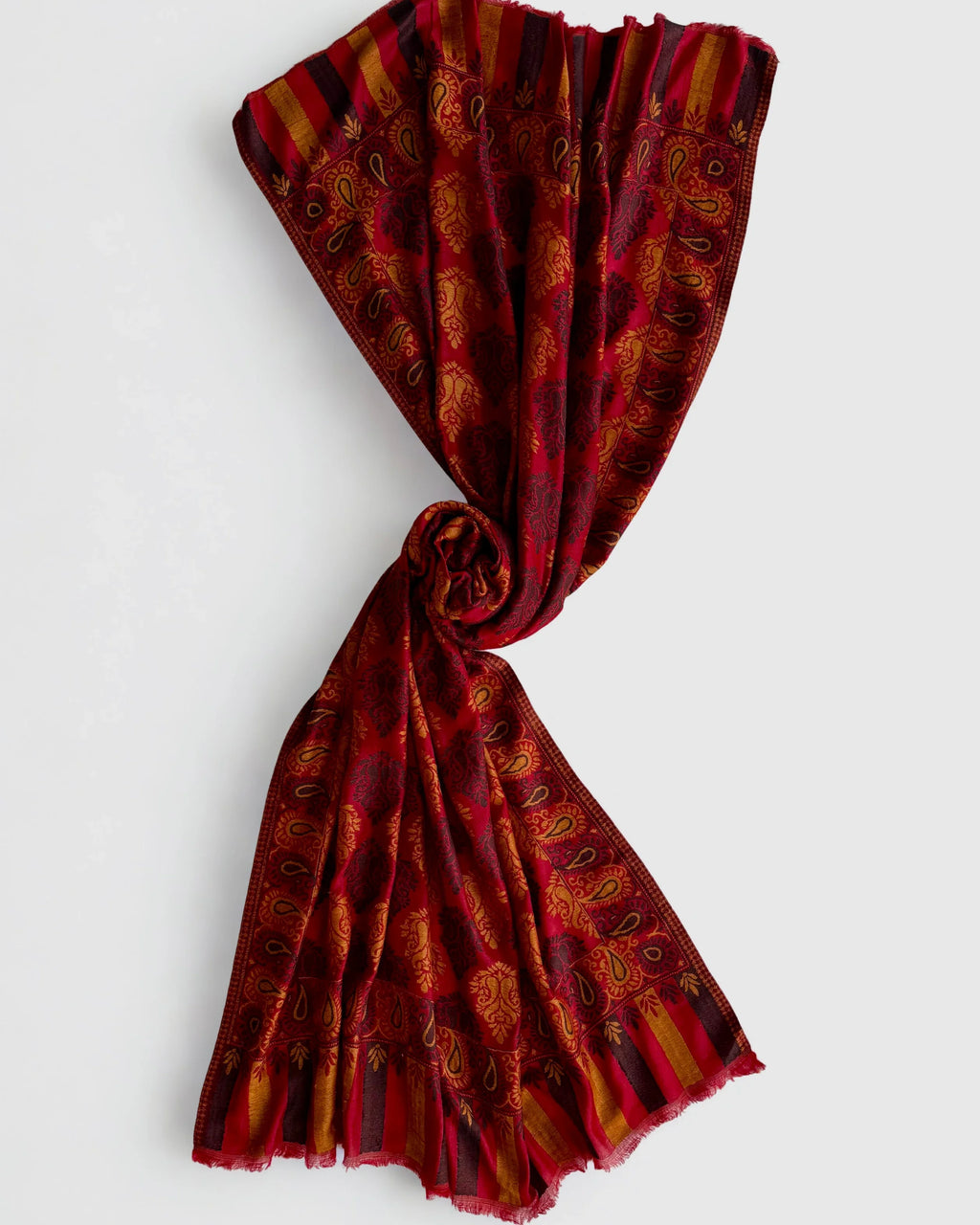 Fine Pashmina Ring shawl in red, handwoven pashmina ring shawl, view 7