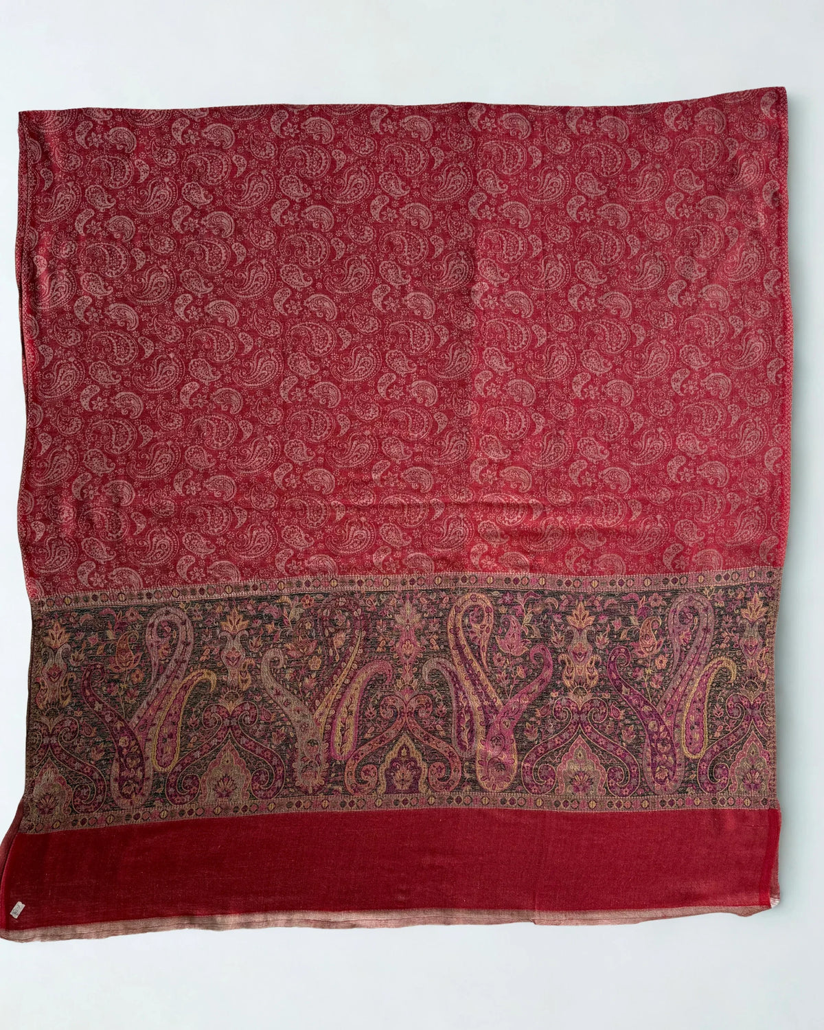 Fine Pashmina Ring shawl in classic red, handwoven pashmina ring shawl, view 4