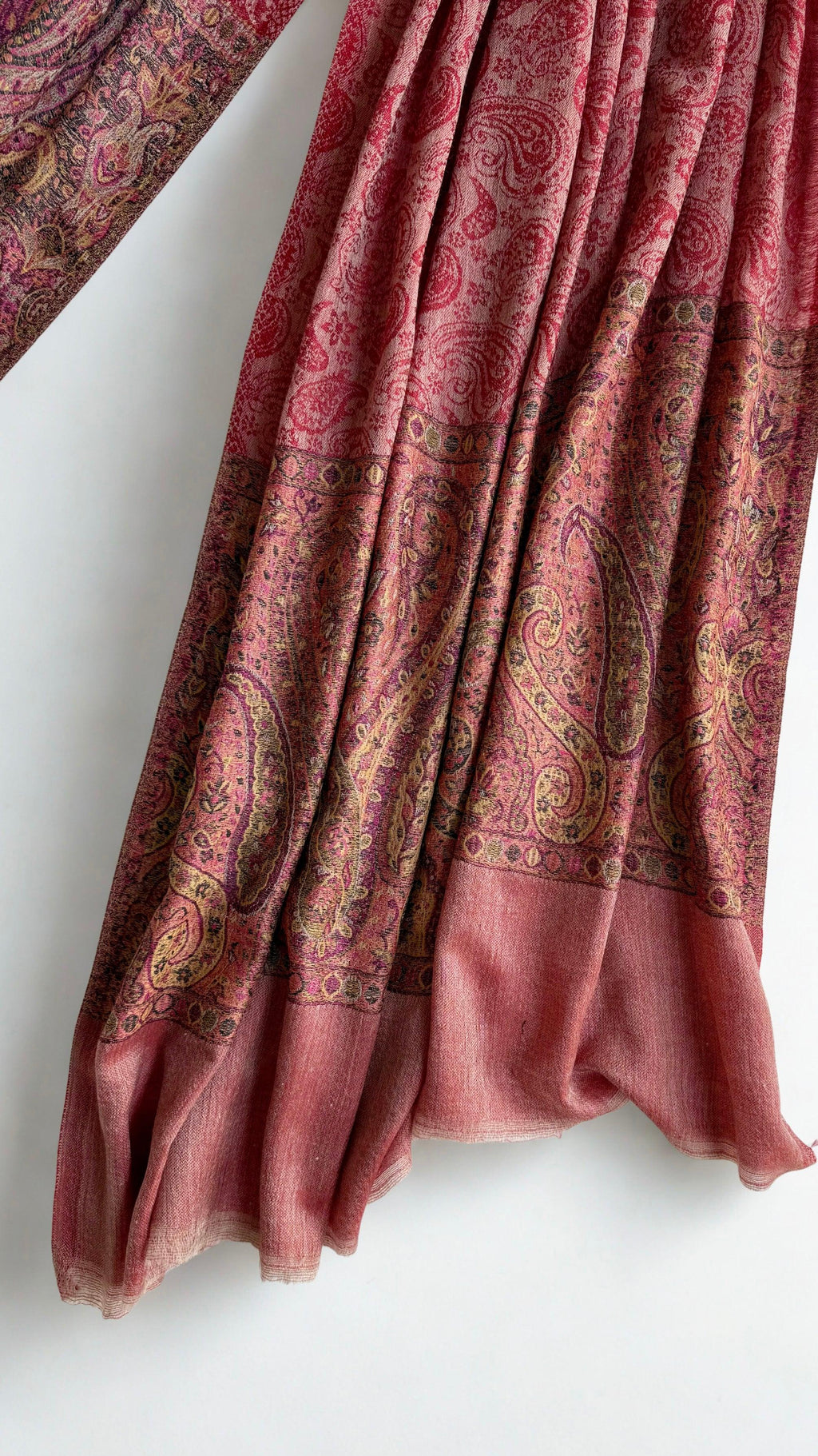 Fine Pashmina Ring shawl in classic red, handwoven pashmina ring shawl, view 6