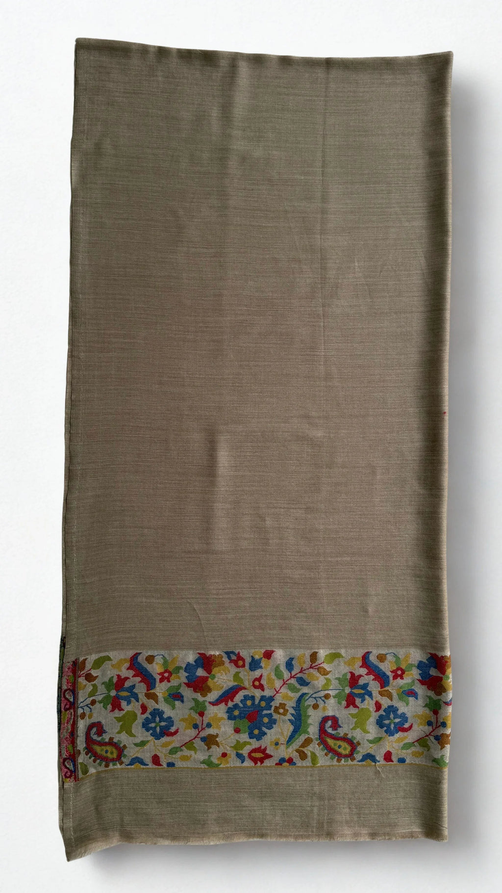 Fine Pashmina Palladar shawl in light brown, handwoven pashmina ring shawl, view 3