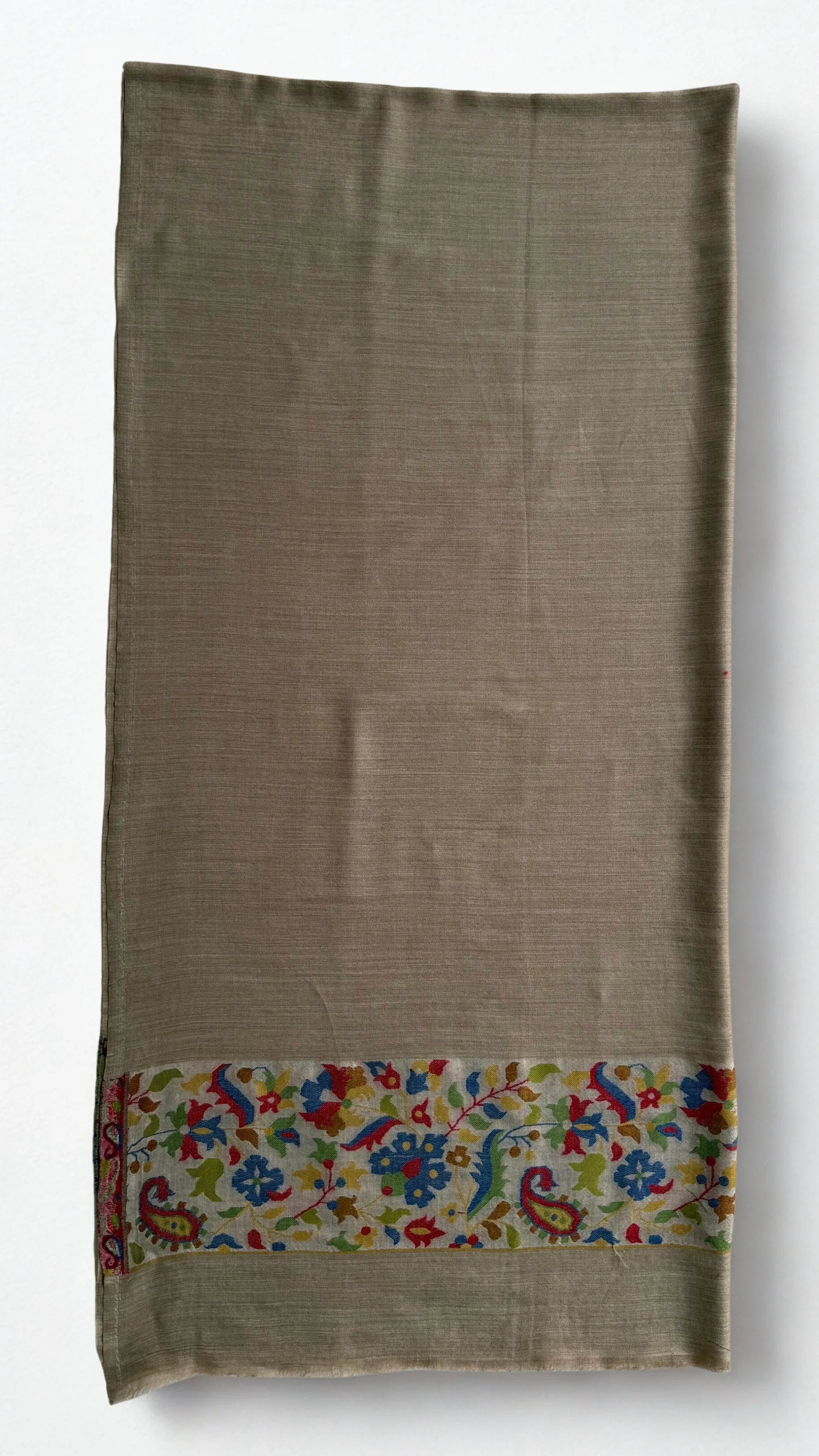 Fine Pashmina Palladar shawl in light brown, handwoven pashmina ring shawl, view 3