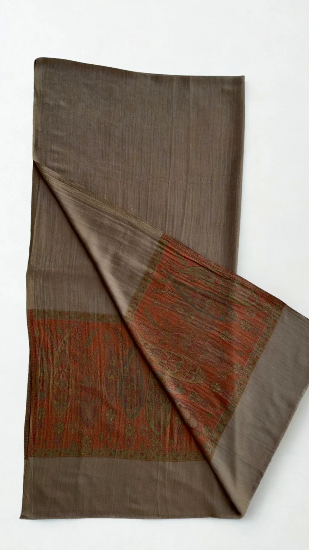 Fine Pashmina Ring Palladar shawl in brown, handwoven pashmina ring shawl