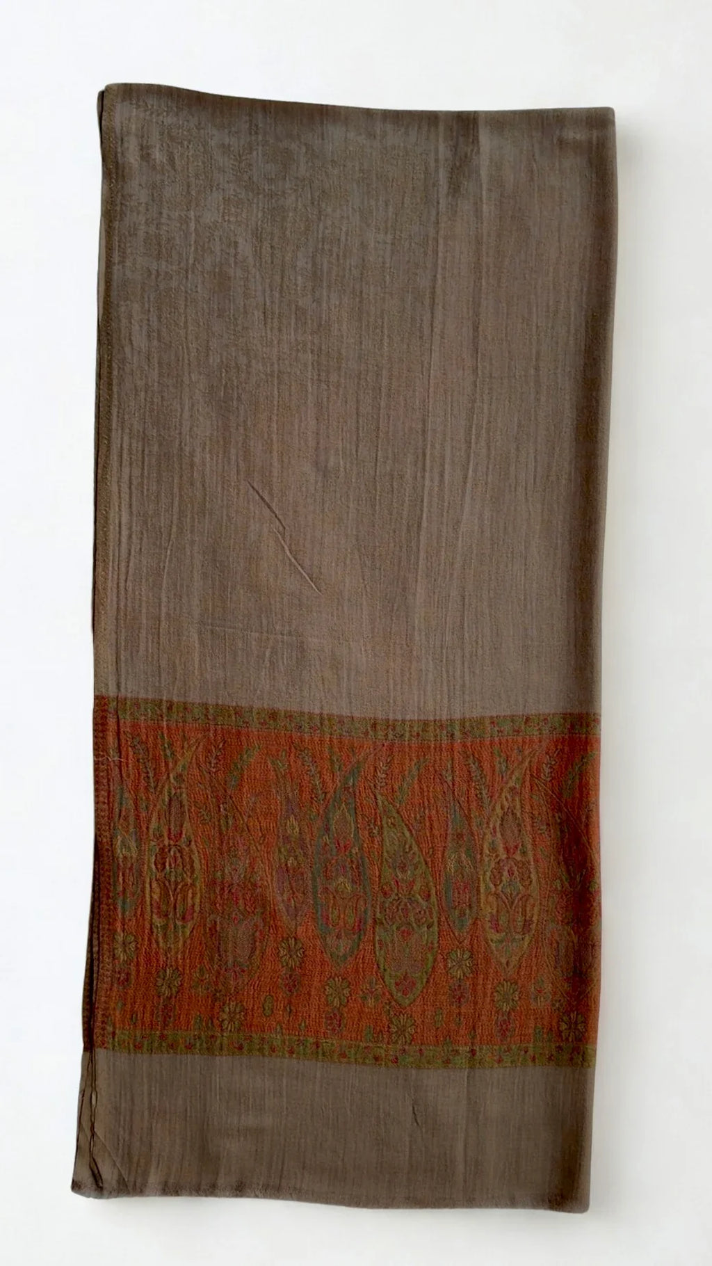 Fine Pashmina Ring Palladar shawl in brown, handwoven pashmina ring shawl, view 2