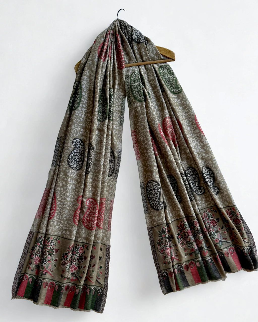 Fine Pashmina Ring shawl in brown, handwoven pashmina ring shawl, view 2