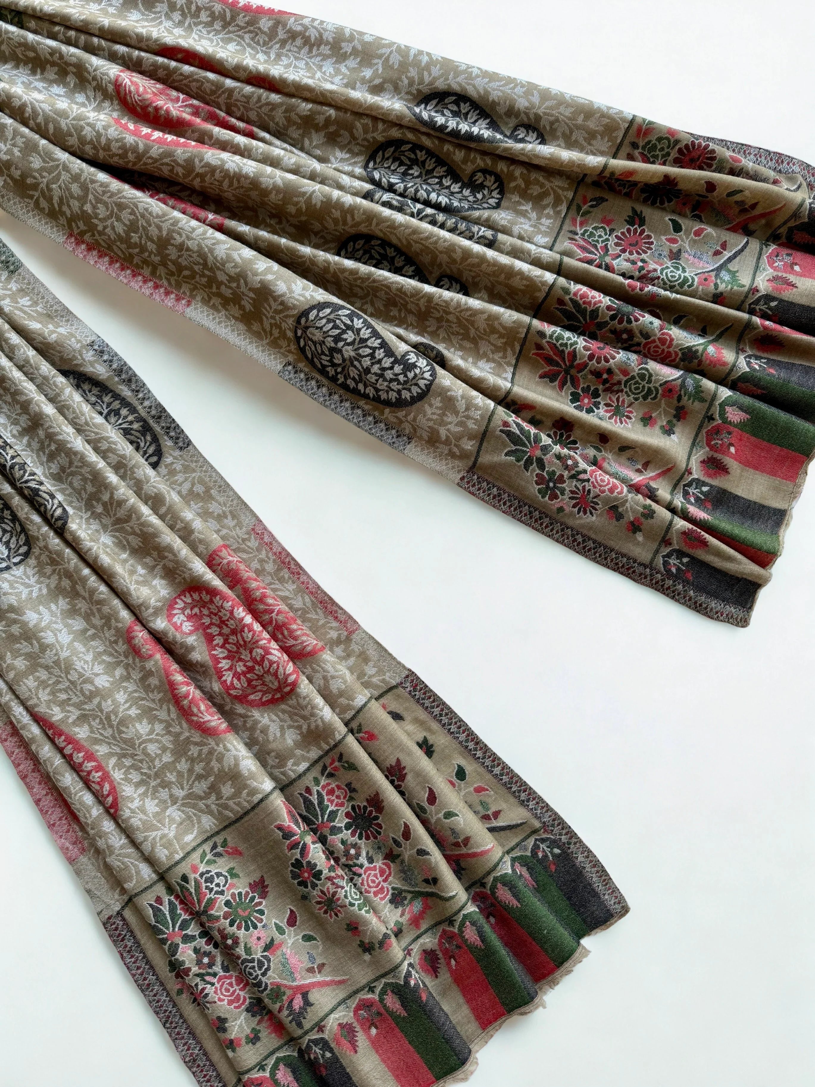 Fine Pashmina Ring shawl in brown, handwoven pashmina ring shawl, view 4