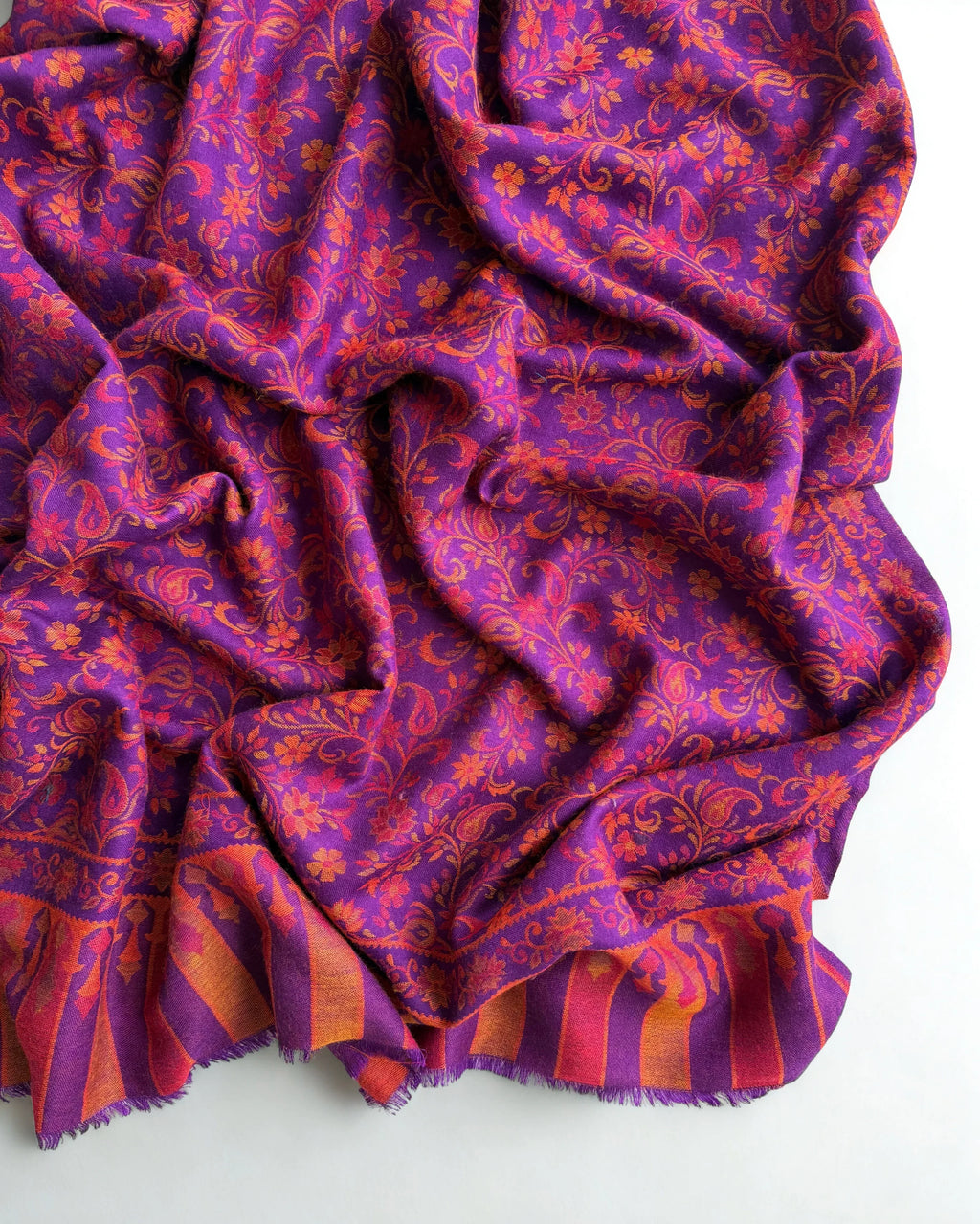Pure Kashmiri Pashmina Kani shawl in violet, handwoven Kani pashmina, view 5