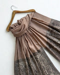 Fine Pashmina Ring Palladar shawl in taupe, handwoven pashmina ring shawl