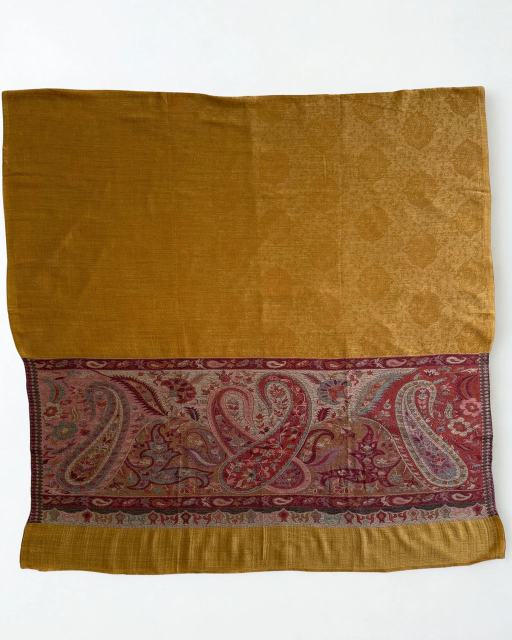 Fine Pashmina Ring Palladar shawl in mustard, handwoven pashmina ring shawl, view 5