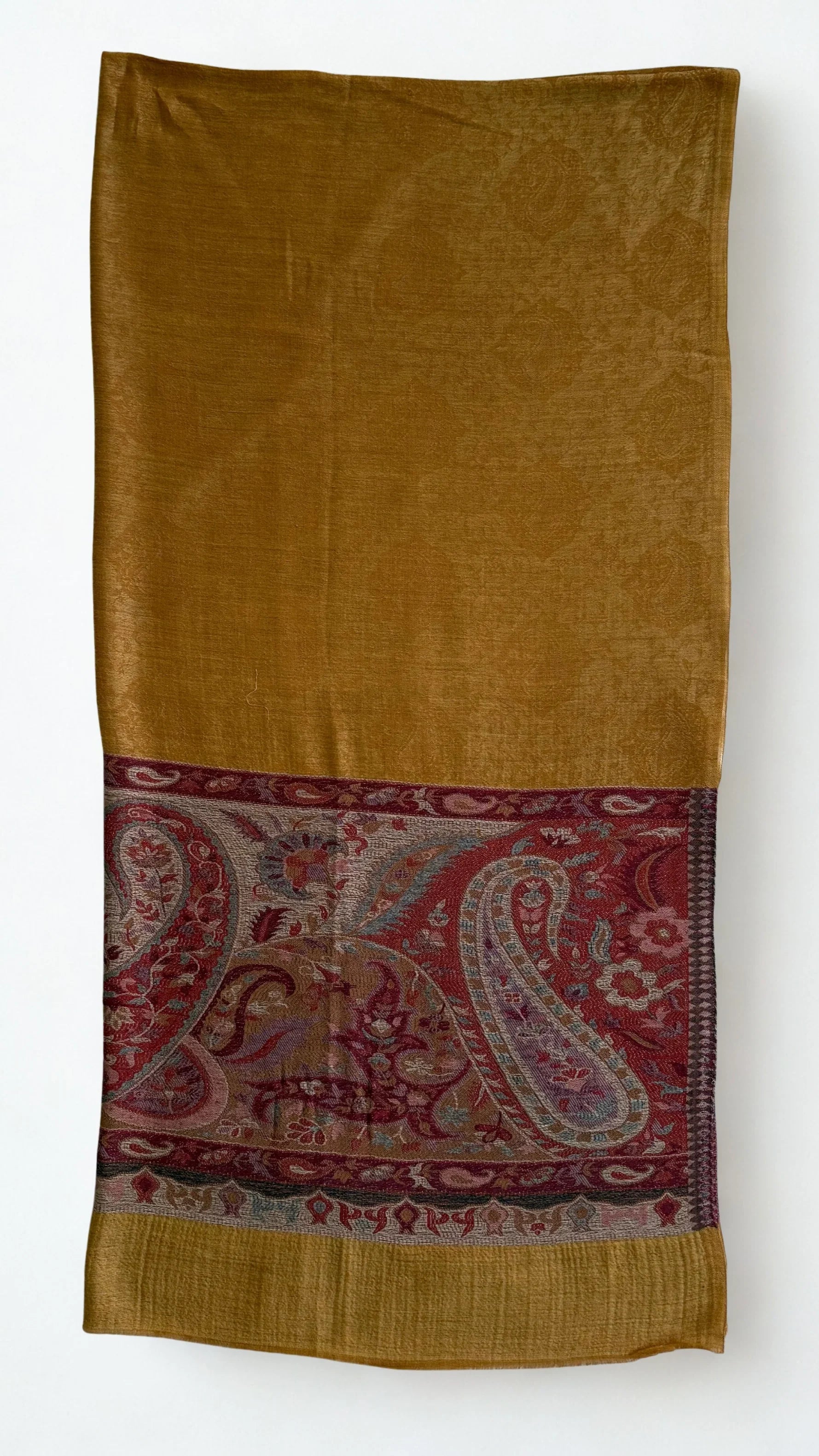 Fine Pashmina Ring Palladar shawl in mustard, handwoven pashmina ring shawl, view 2