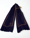 Swati Shahtoosh embroidered shawl in dark blue, hand-embroidered Swati pashmina