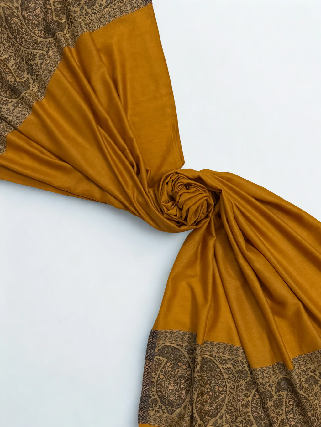 Fine Pashmina Ring Palladar shawl in mango, handwoven pashmina ring shawl, view 4
