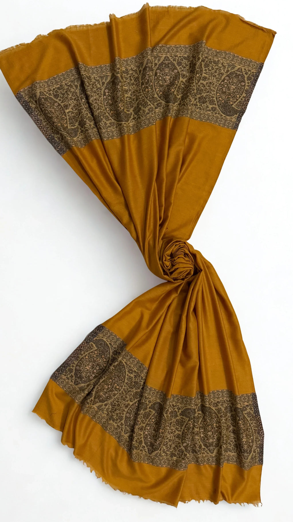 Fine Pashmina Ring Palladar shawl in mango, handwoven pashmina ring shawl, view 5
