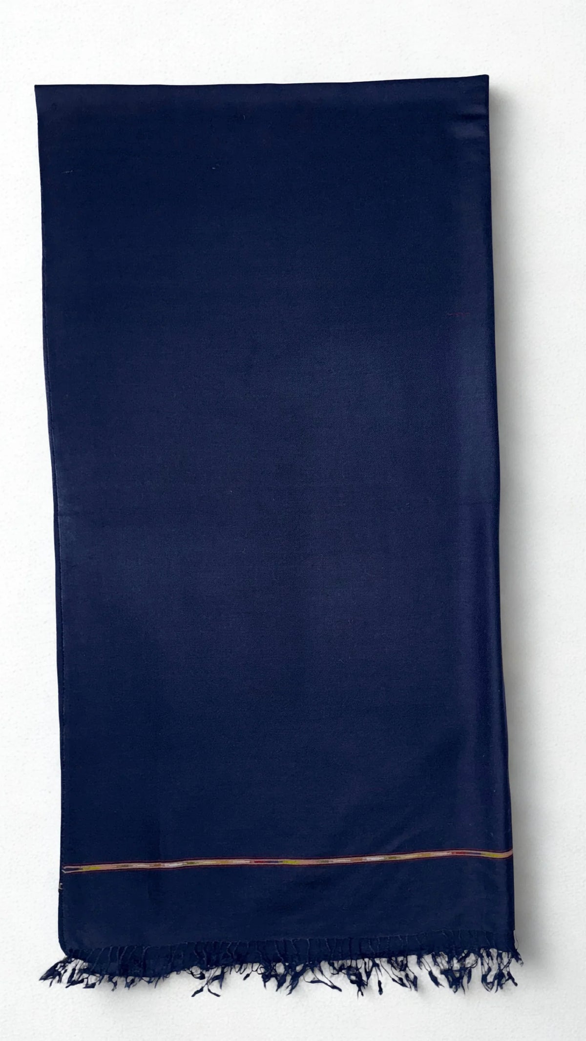 Lambswool shawl in navy blue, handwoven woollen shawl, view 2