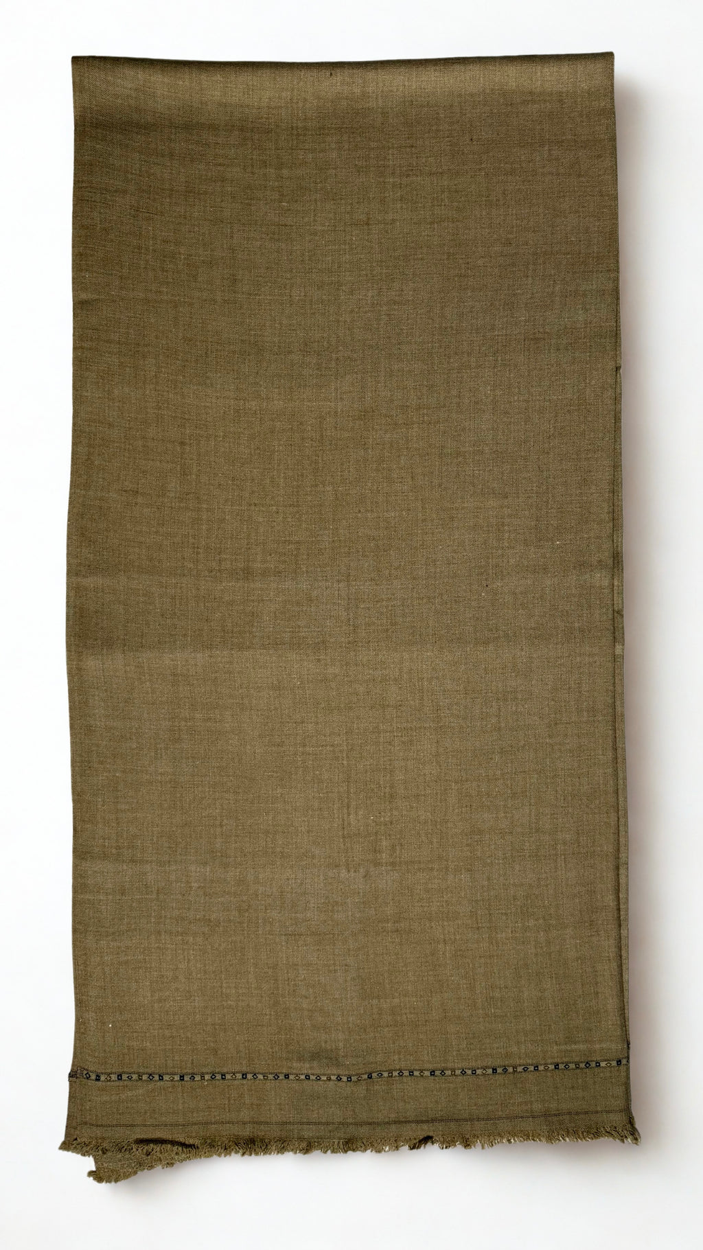 Brown men's Swati pashmina shawl folded to full length, approx. 45 by 90 inches