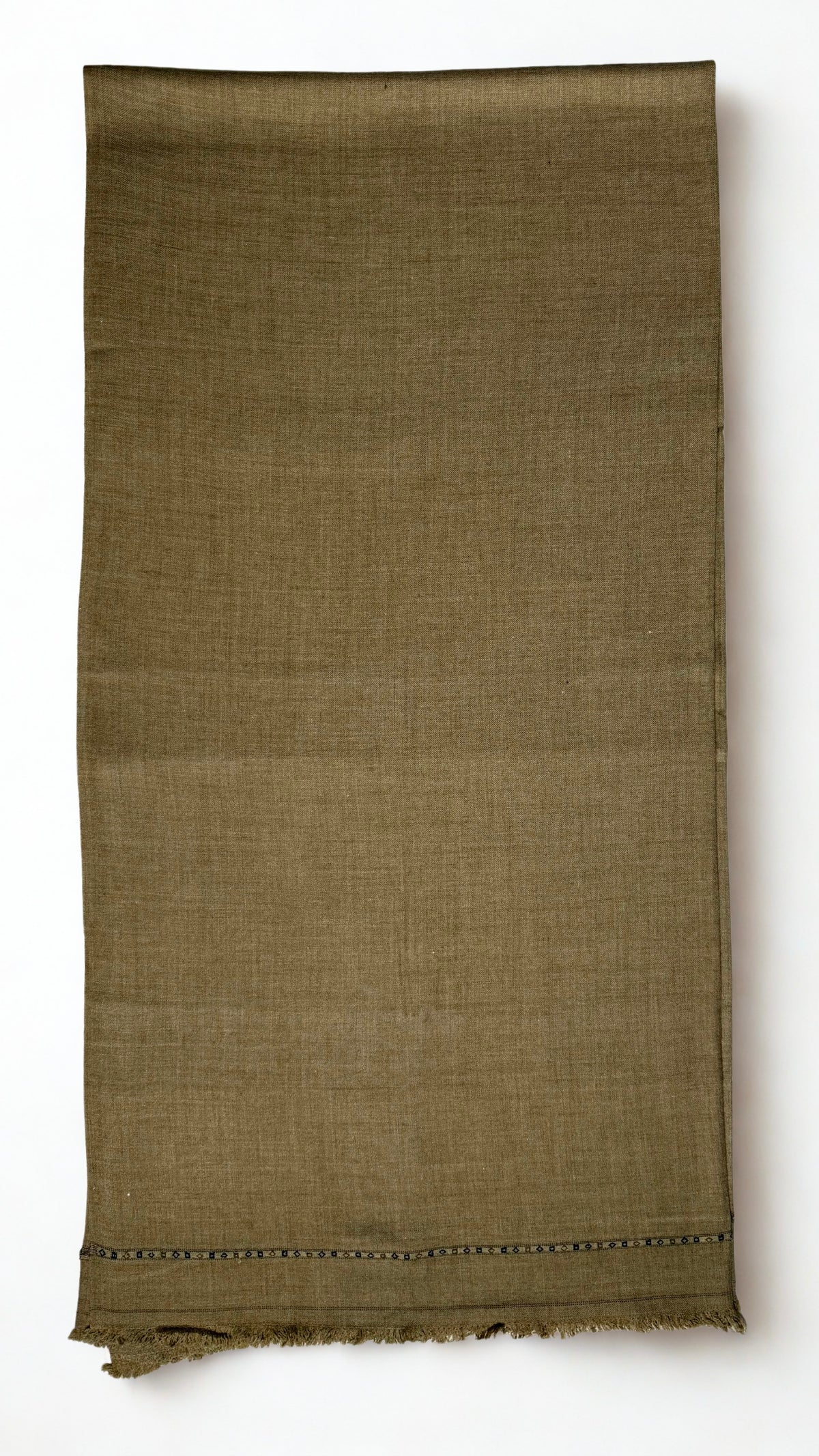Brown men's Swati pashmina shawl folded to full length, approx. 45 by 90 inches