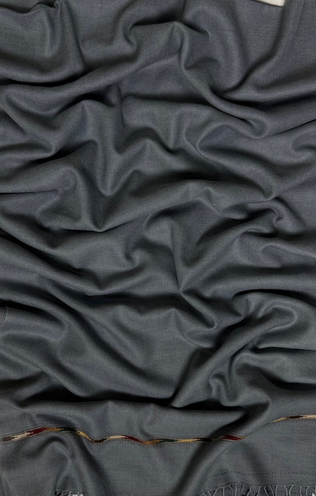 Grey men's Swati pashmina shawl, handwoven in Salampur, Swat