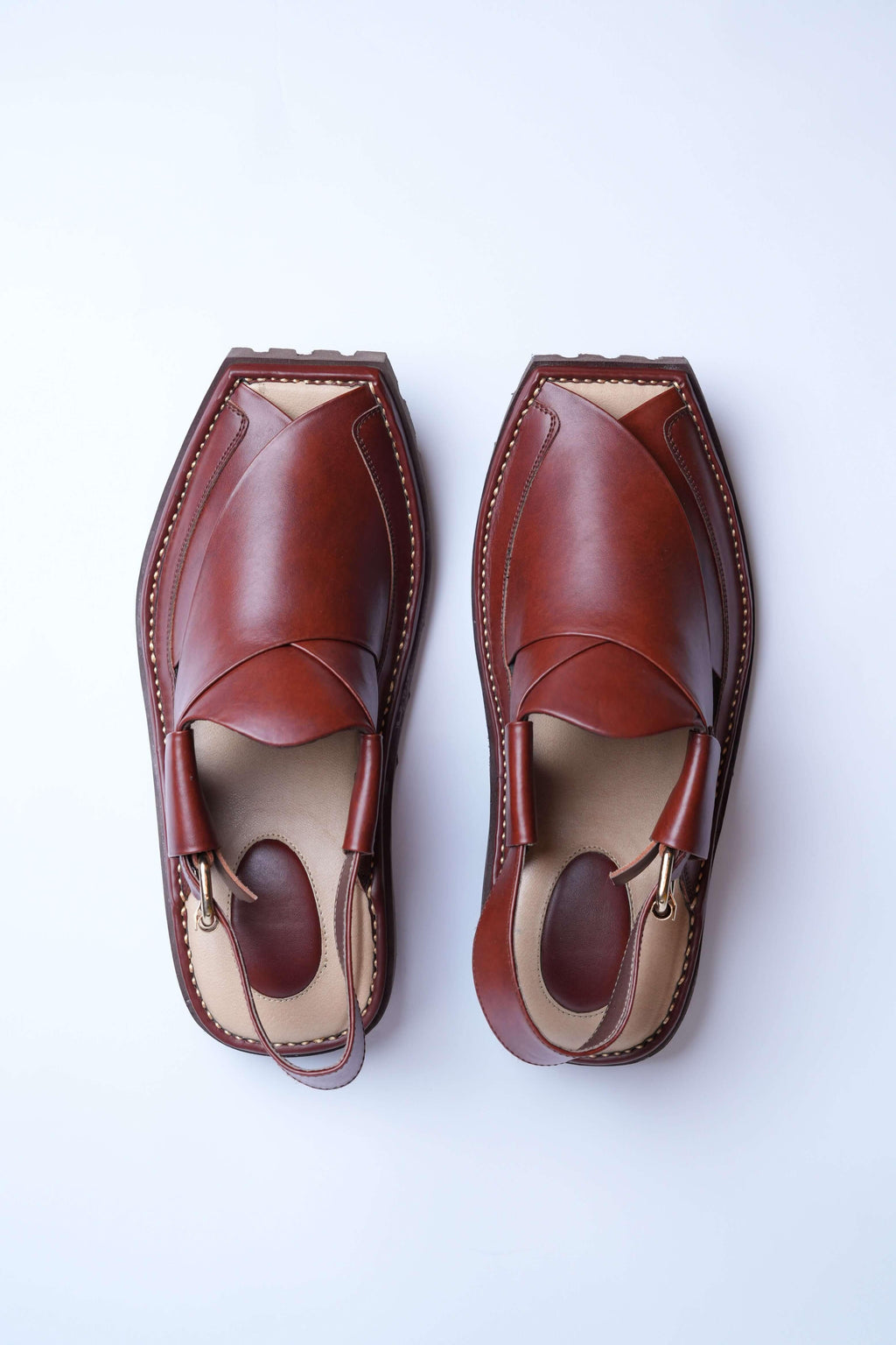 Peshawar Zalmi chappal in terracotta, hand-stitched leather