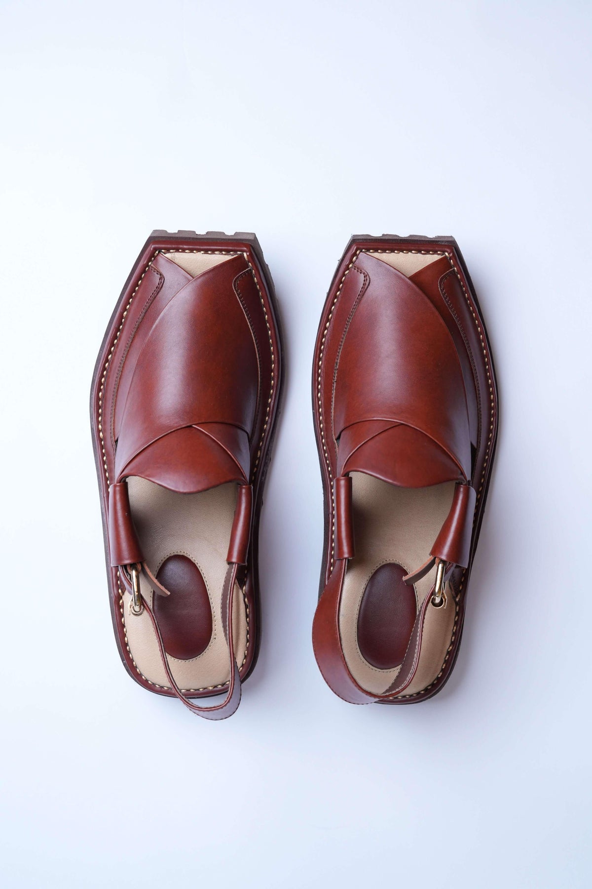 Peshawar Zalmi chappal in terracotta, hand-stitched leather