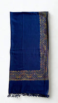 Pashmina woollen shawl in navy blue, handwoven pashmina