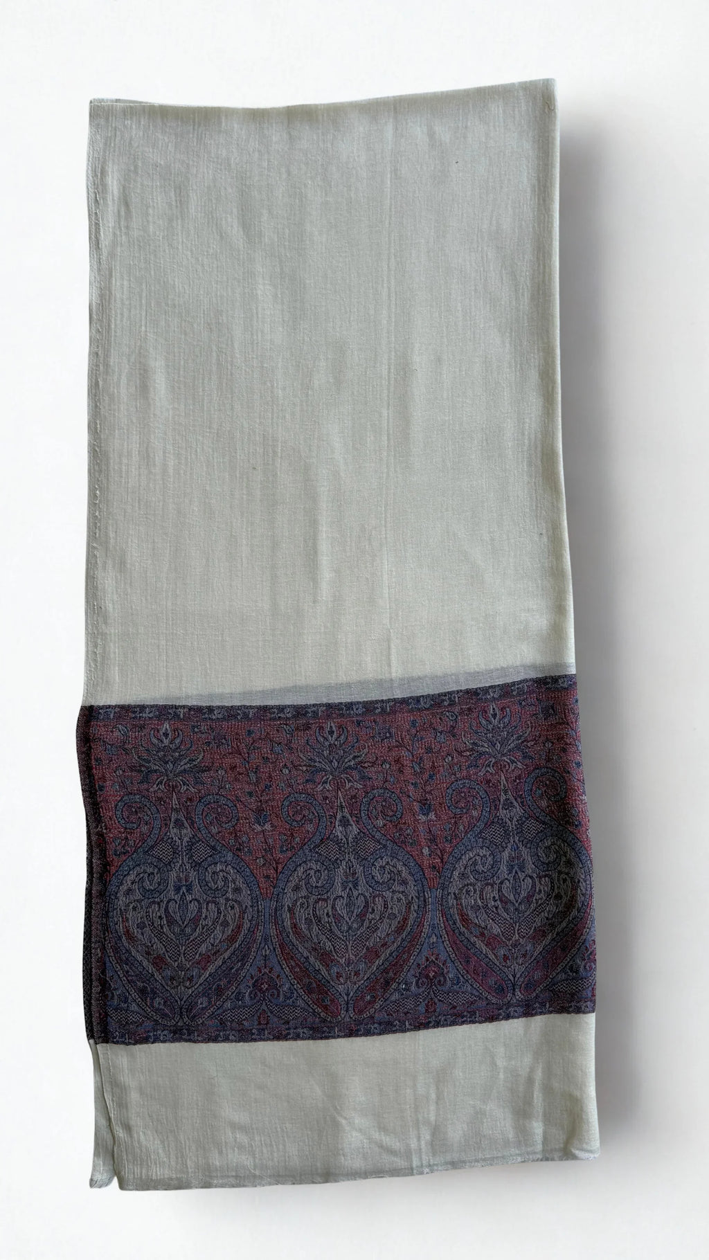 Fine Pashmina Ring shawl in white, handwoven pashmina ring shawl, view 2