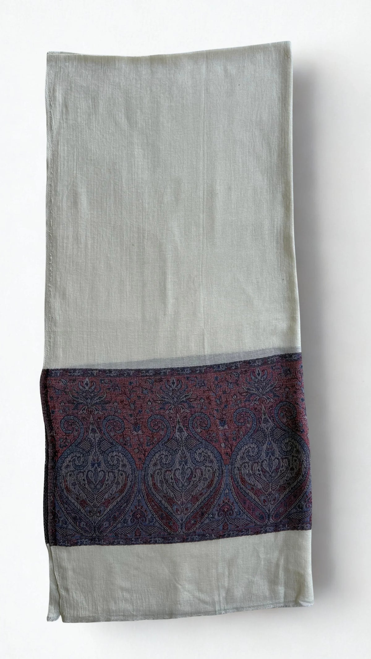 Fine Pashmina Ring shawl in white, handwoven pashmina ring shawl, view 2