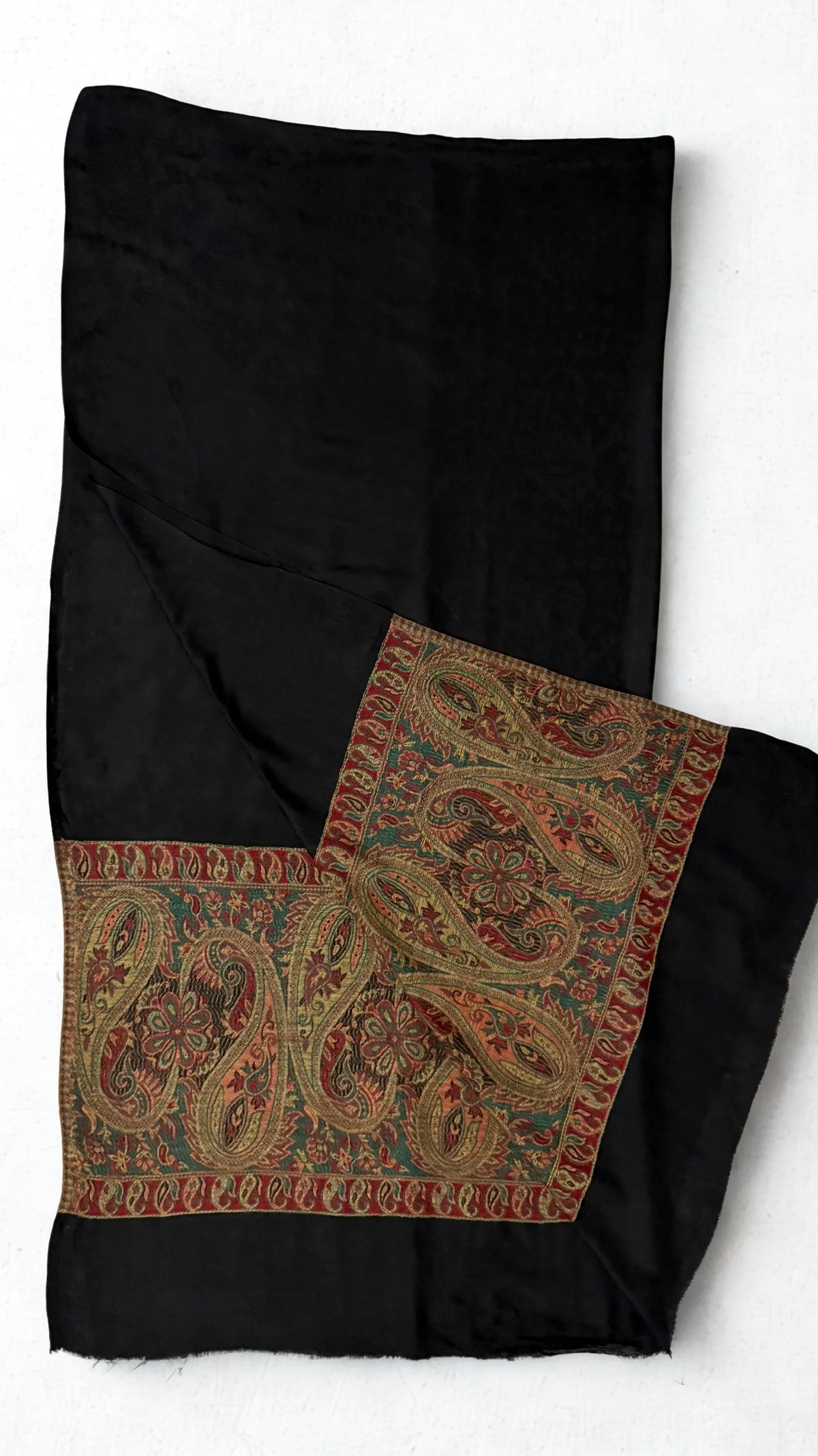Fine Pashmina Ring Palladar shawl in midnight black, handwoven pashmina ring shawl, view 2