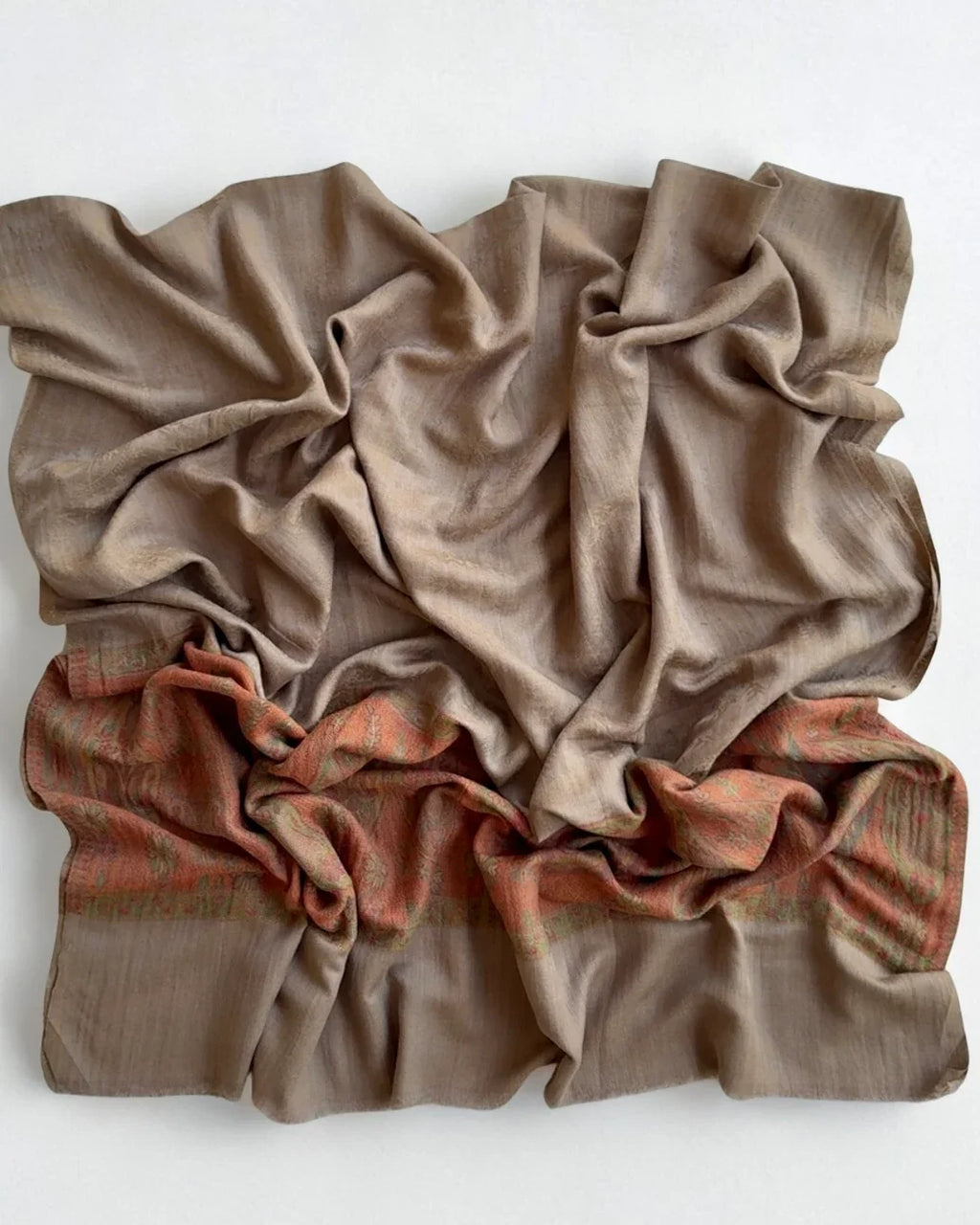 Fine Pashmina Ring Palladar shawl in brown, handwoven pashmina ring shawl, view 4