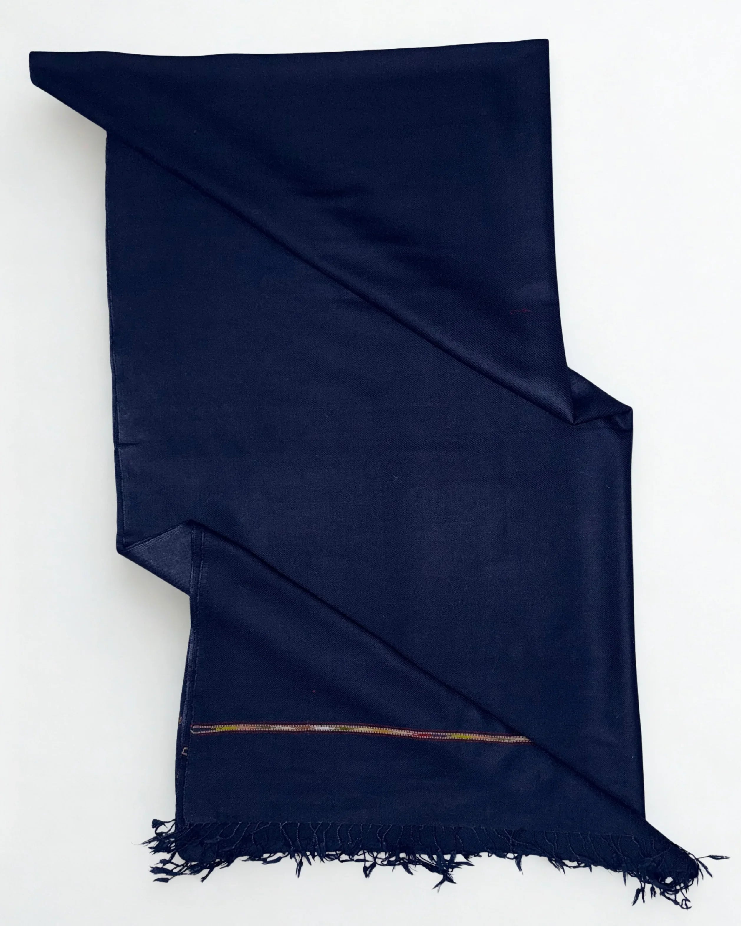 Lambswool shawl in navy blue, handwoven woollen shawl