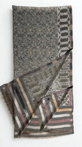 Silver grey fine pashmina ek rukh ring (Palladar) jamawar shawl, swirled to show the sheen of the woven field