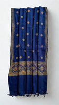 Pashmina woollen fully embroidered shawl in midnight blue, hand-embroidered pashmina