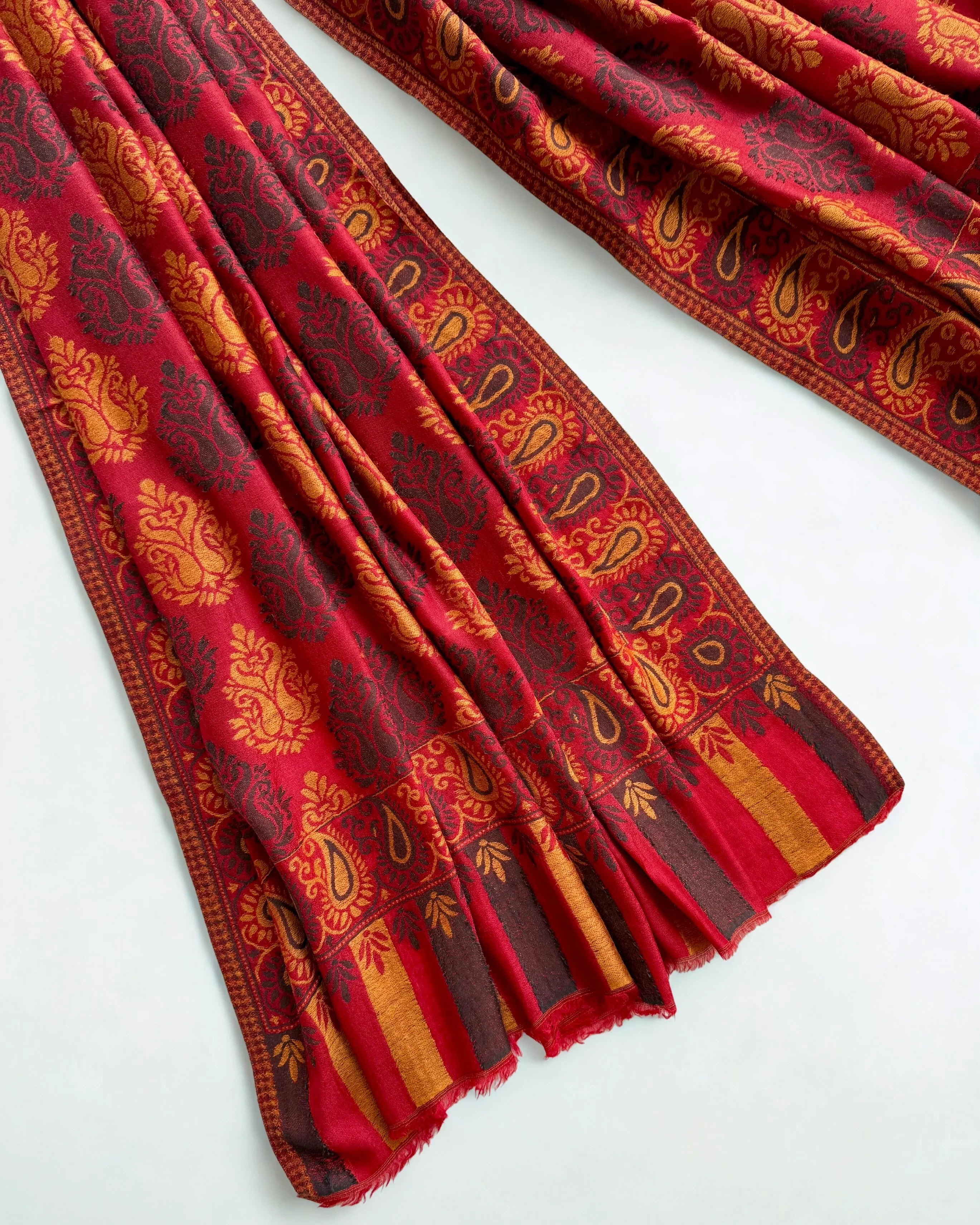 Fine Pashmina Ring shawl in red, handwoven pashmina ring shawl, view 5