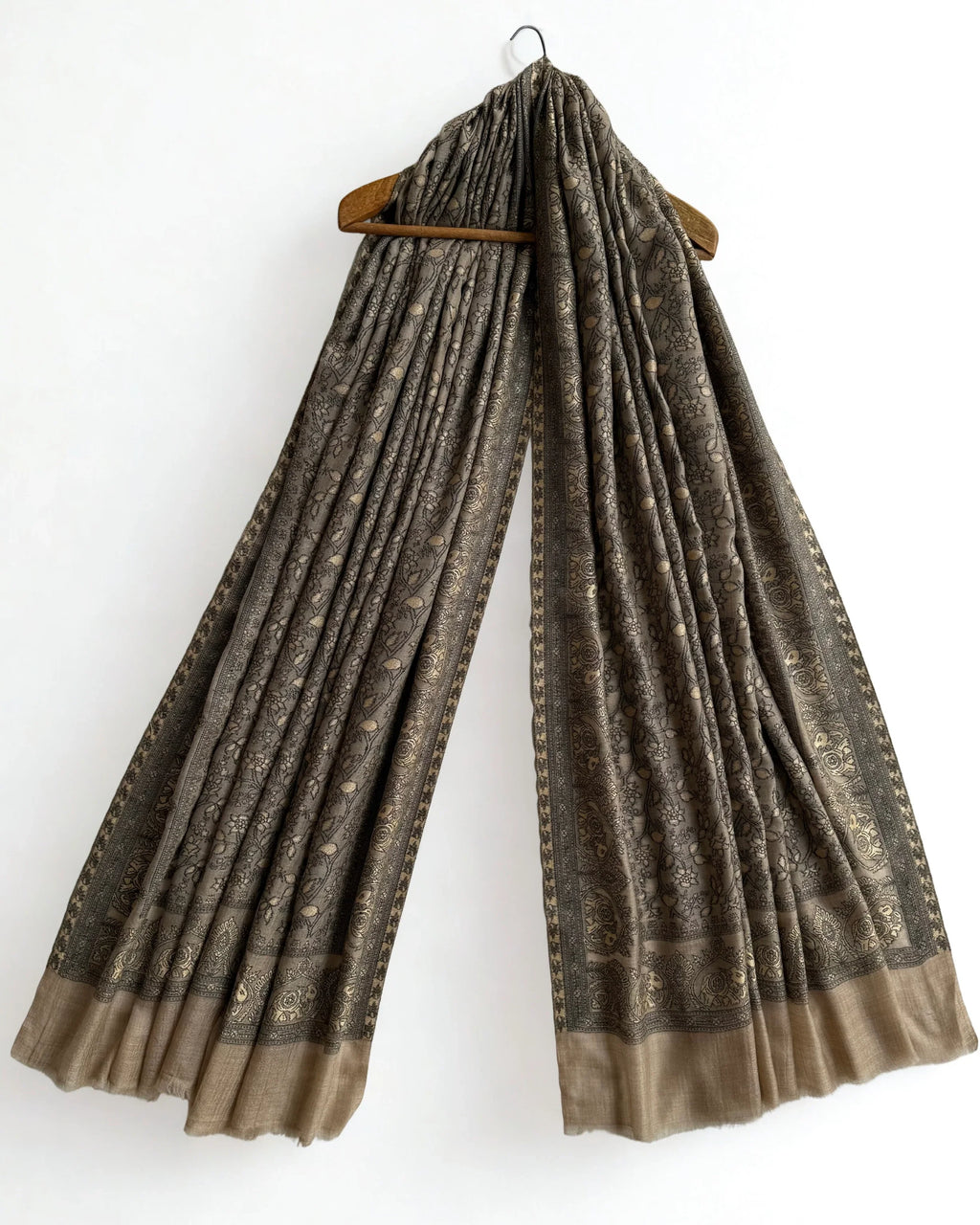 Fine Pashmina Ring Palladar shawl in warm brown, handwoven pashmina ring shawl, view 2