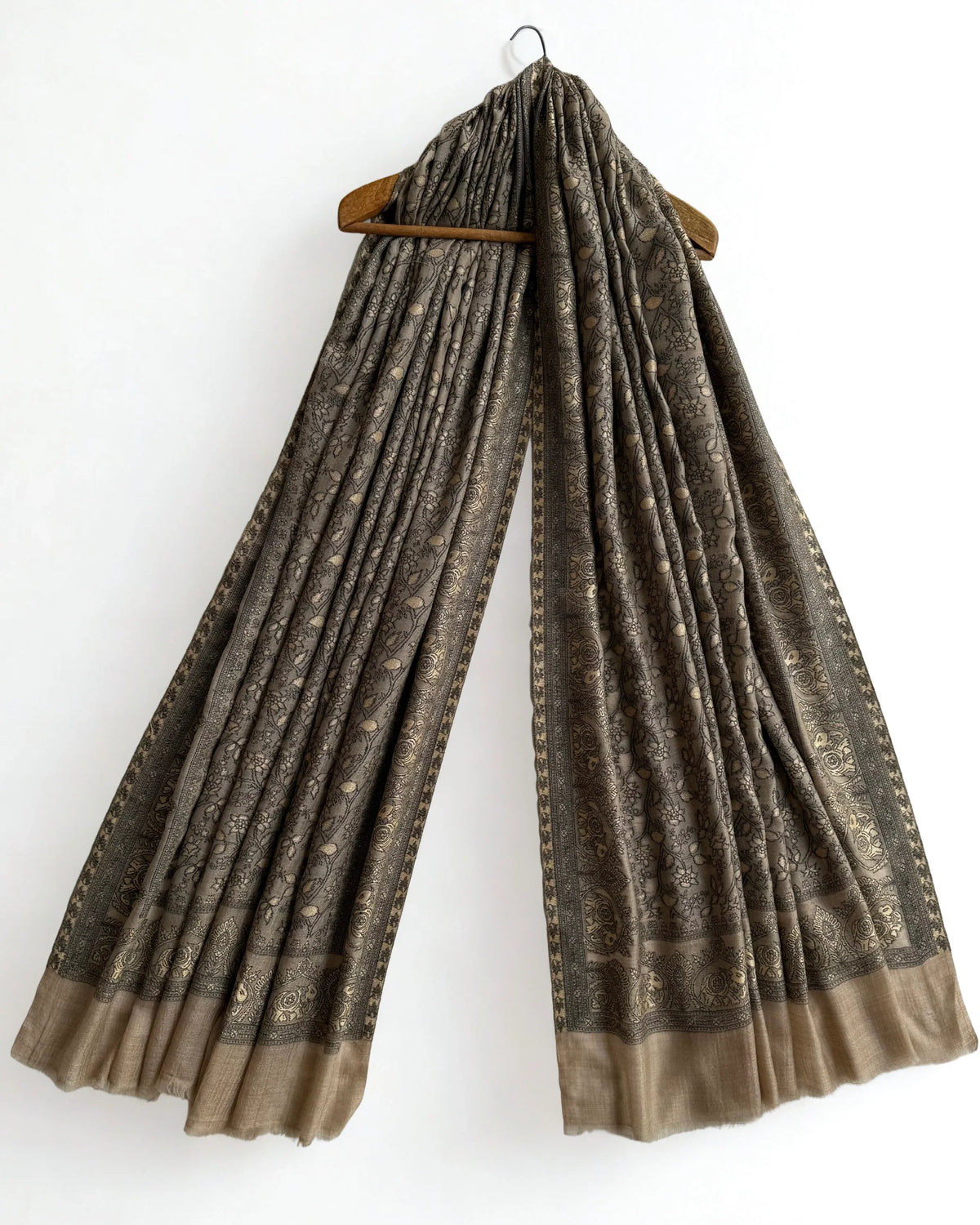 Fine Pashmina Ring Palladar shawl in warm brown, handwoven pashmina ring shawl, view 2