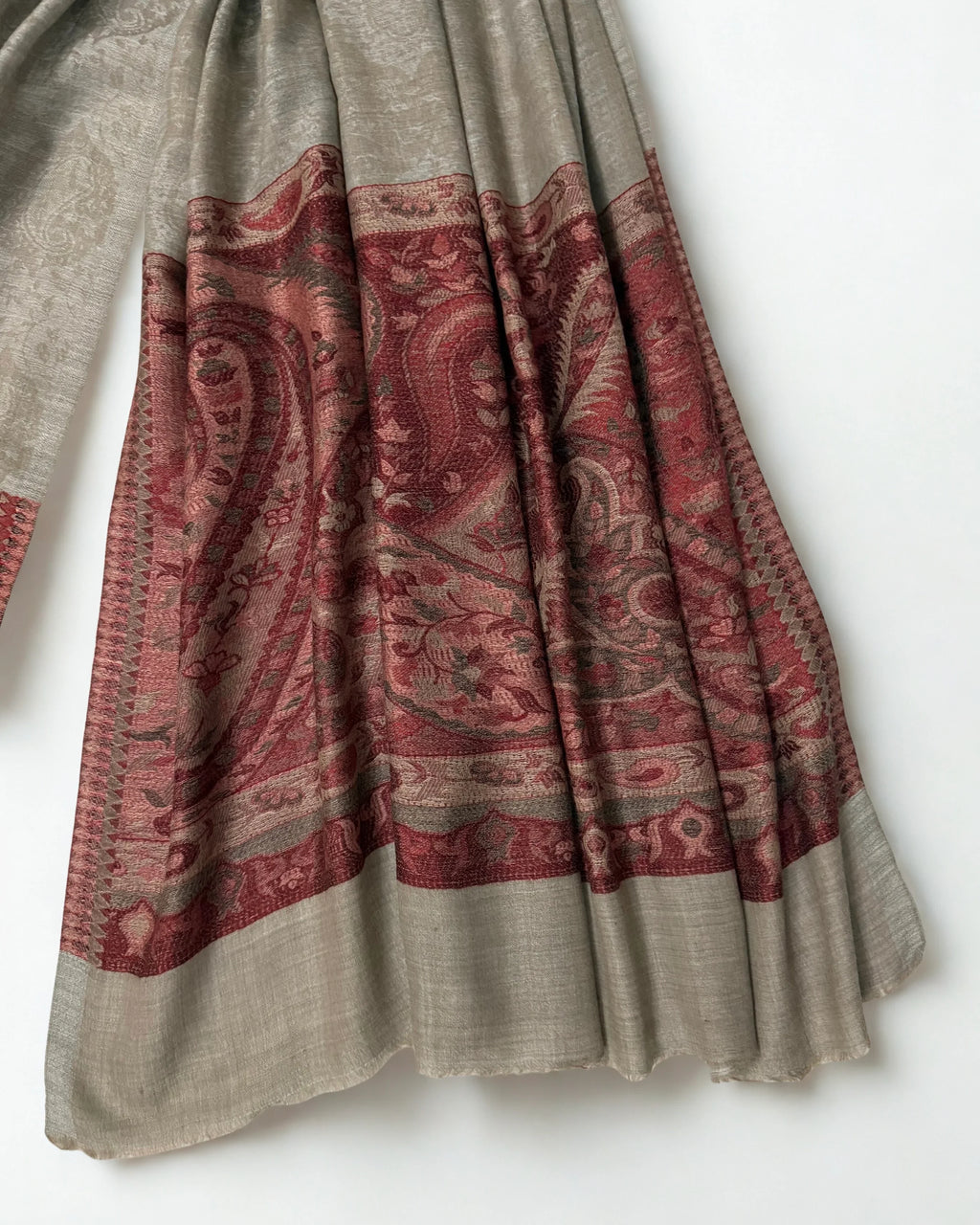 Fine Pashmina Ring Palladar shawl in grey, handwoven pashmina ring shawl, view 4