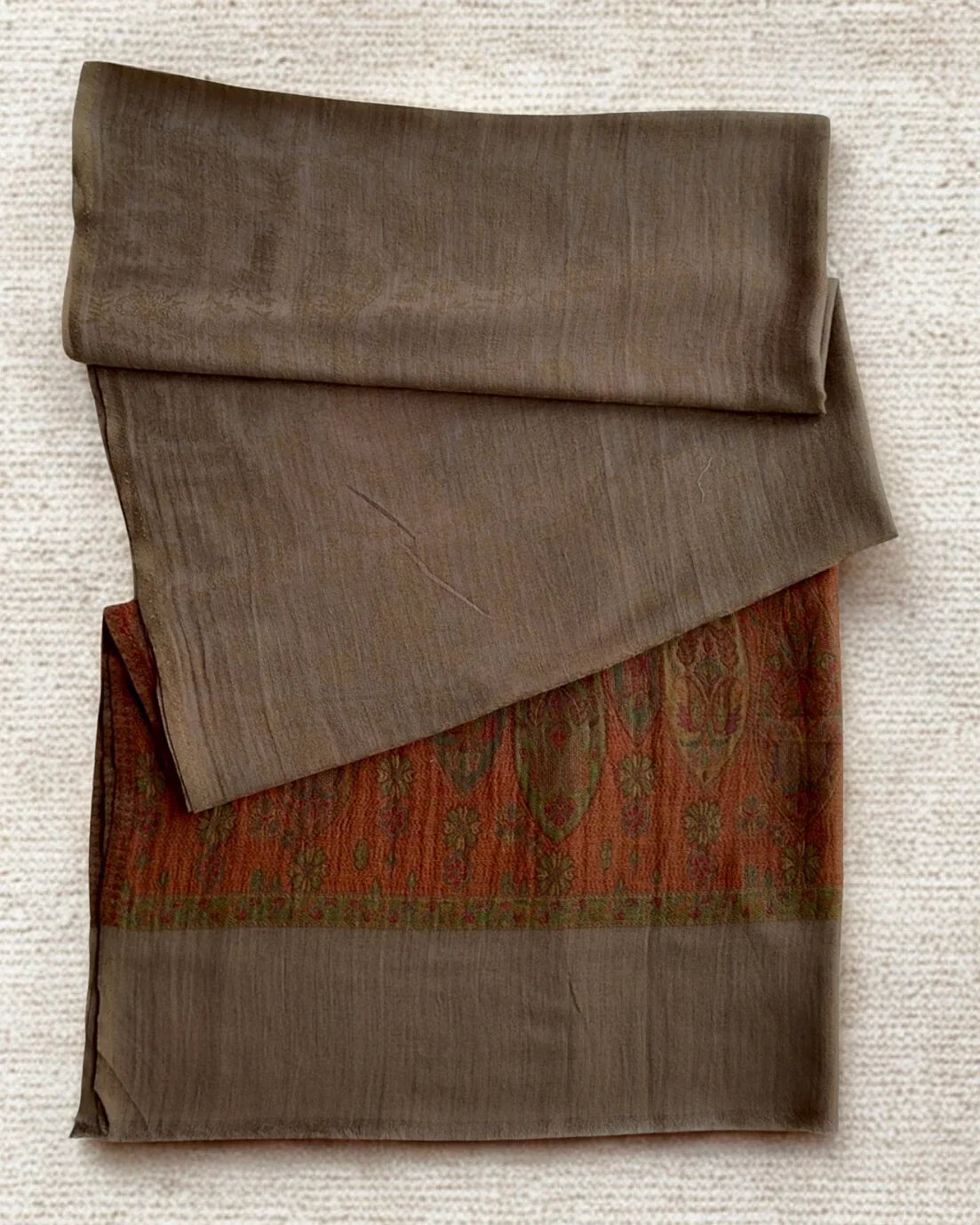 Fine Pashmina Ring Palladar shawl in brown, handwoven pashmina ring shawl, view 5