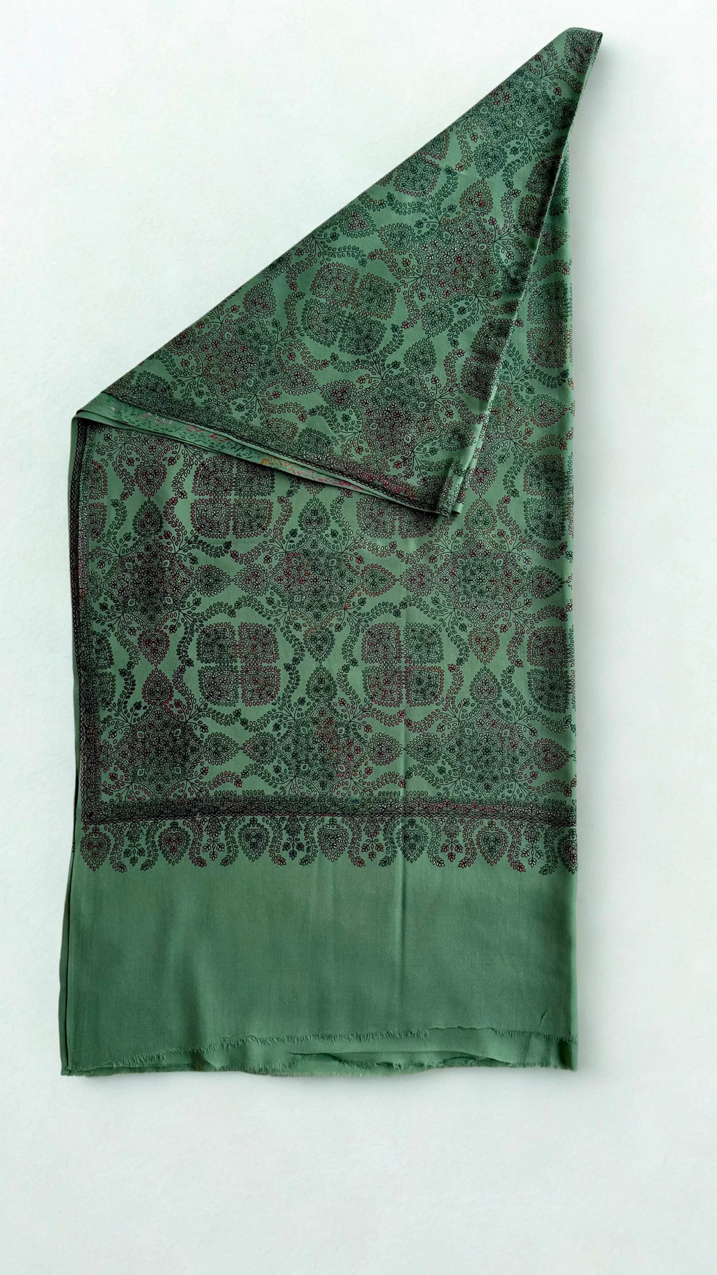 Pure Kashmiri Pashmina handwoven shawl in sage green