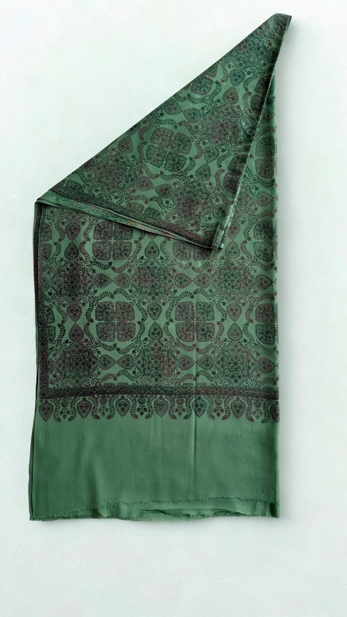 Pure Kashmiri Pashmina handwoven shawl in sage green