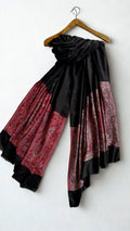 Fine Pashmina Ring Palladar shawl in elegant black, handwoven pashmina ring shawl