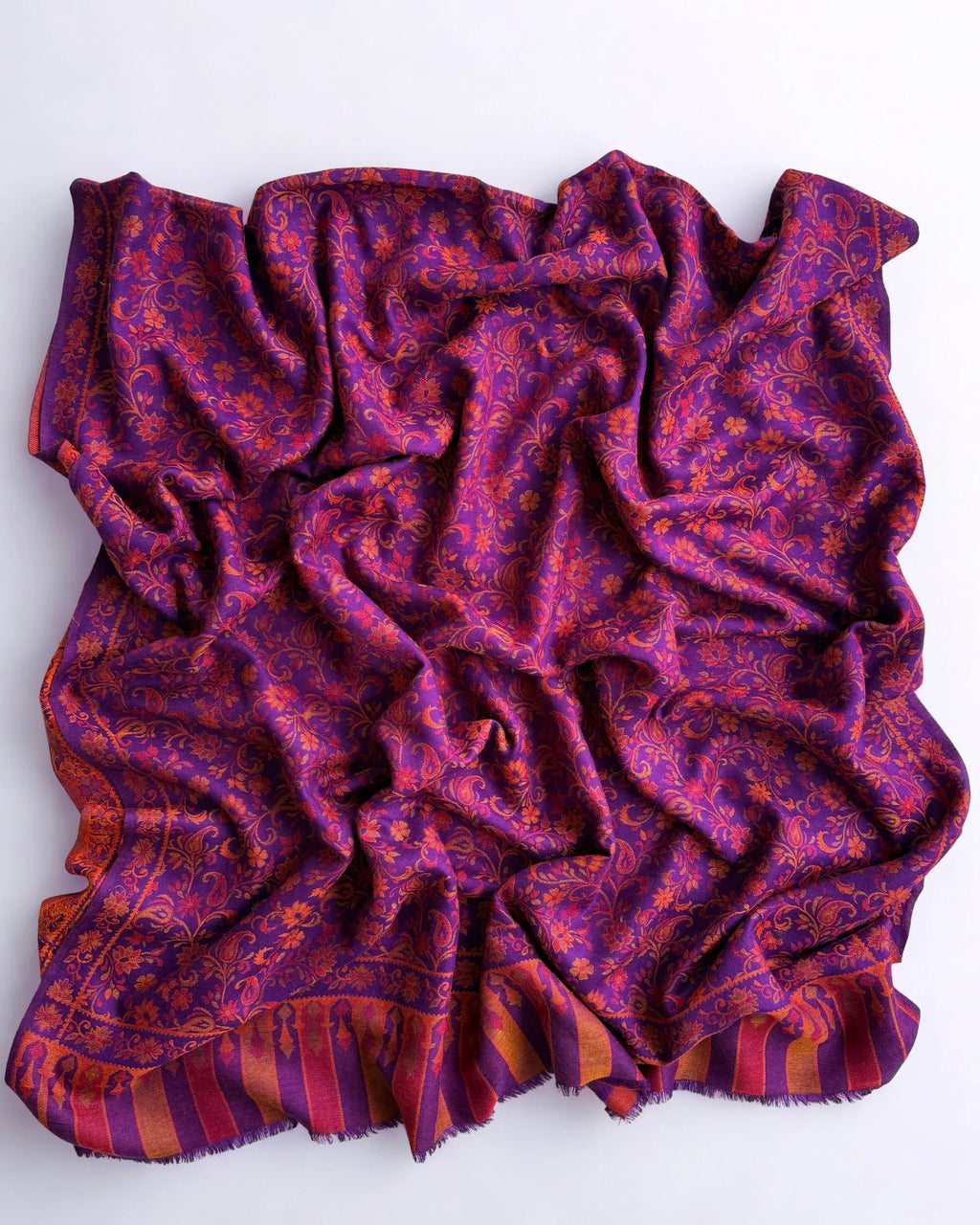 Pure Kashmiri Pashmina Kani shawl in violet, handwoven Kani pashmina, view 6