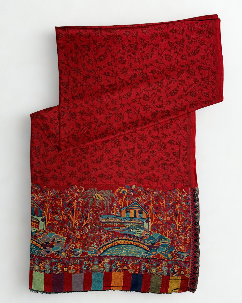 Reverse of the end panel showing the loose ends and floats of the single-face ek rukh weave